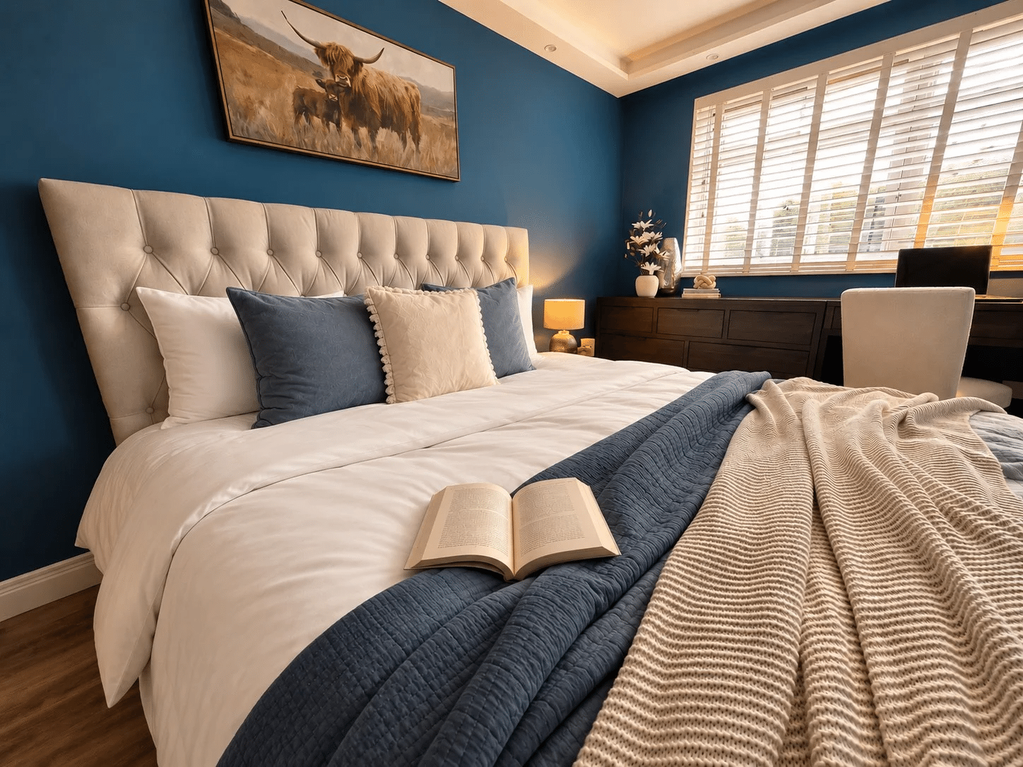 Poole holiday-let bedroom after styling